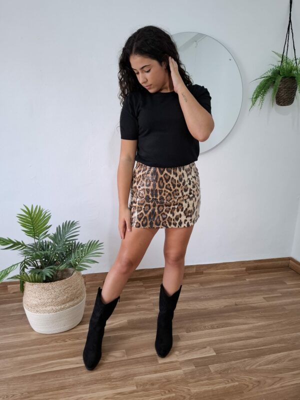 Falda lentejuelas leopardo